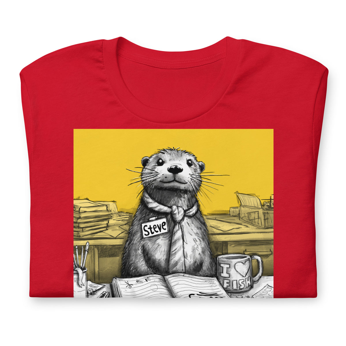 Doing Nothing Steve otter t-shirt folded, in Red