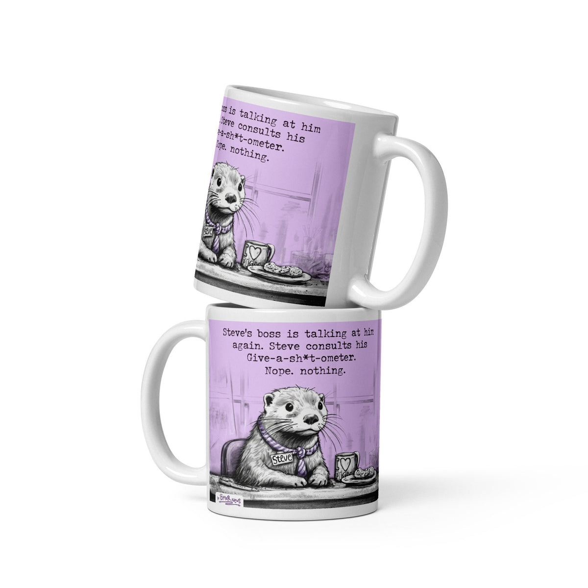 Give-a-sh*t-ometer mug in both sizes, stacked