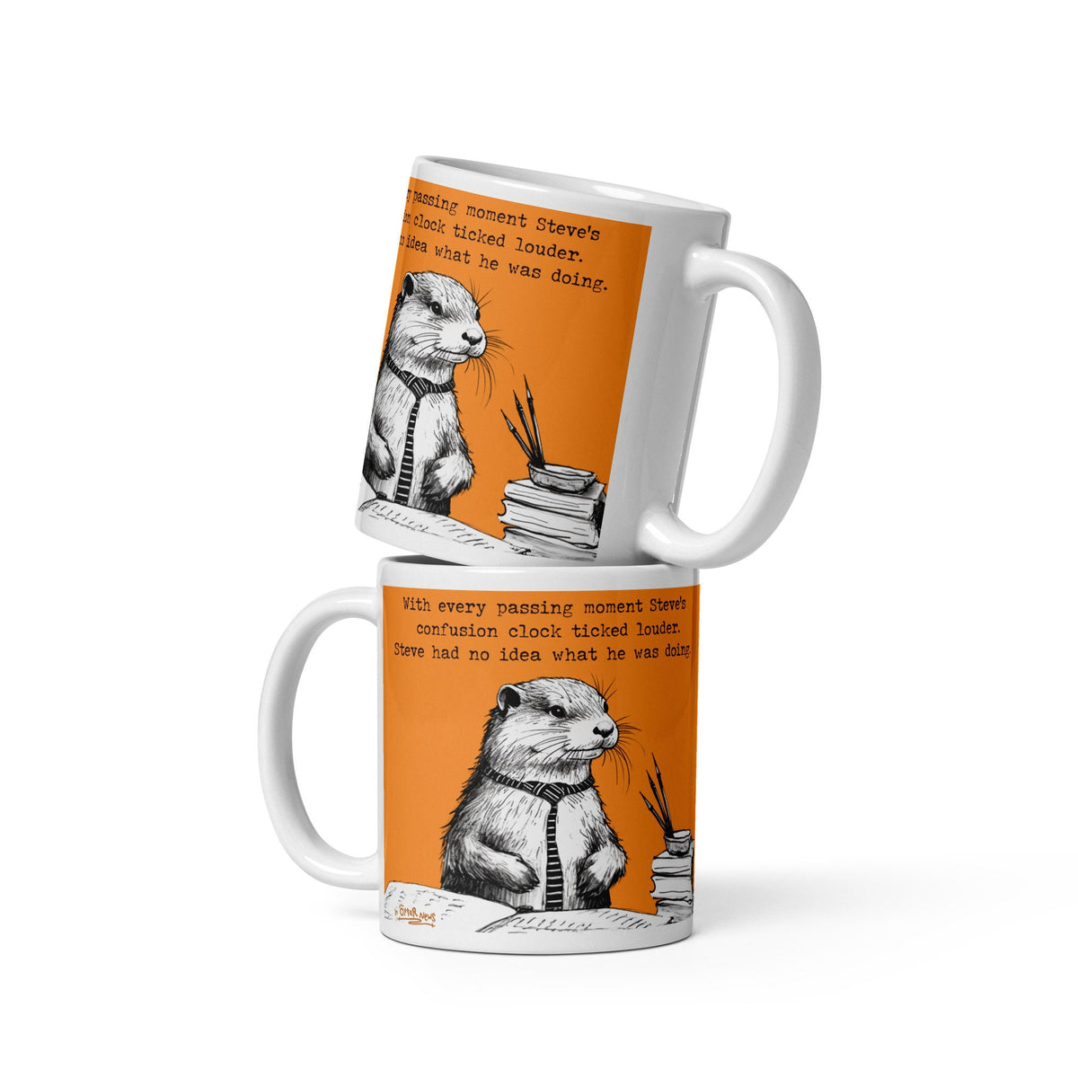 Confusion Clock mug in both sizes, stacked