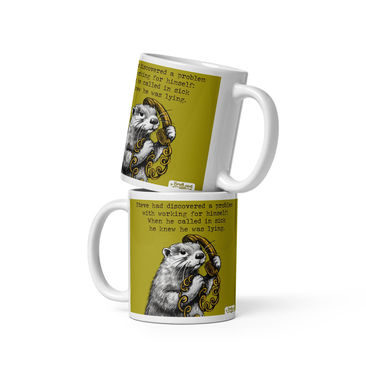 Working From Home mug in both sizes, stacked
