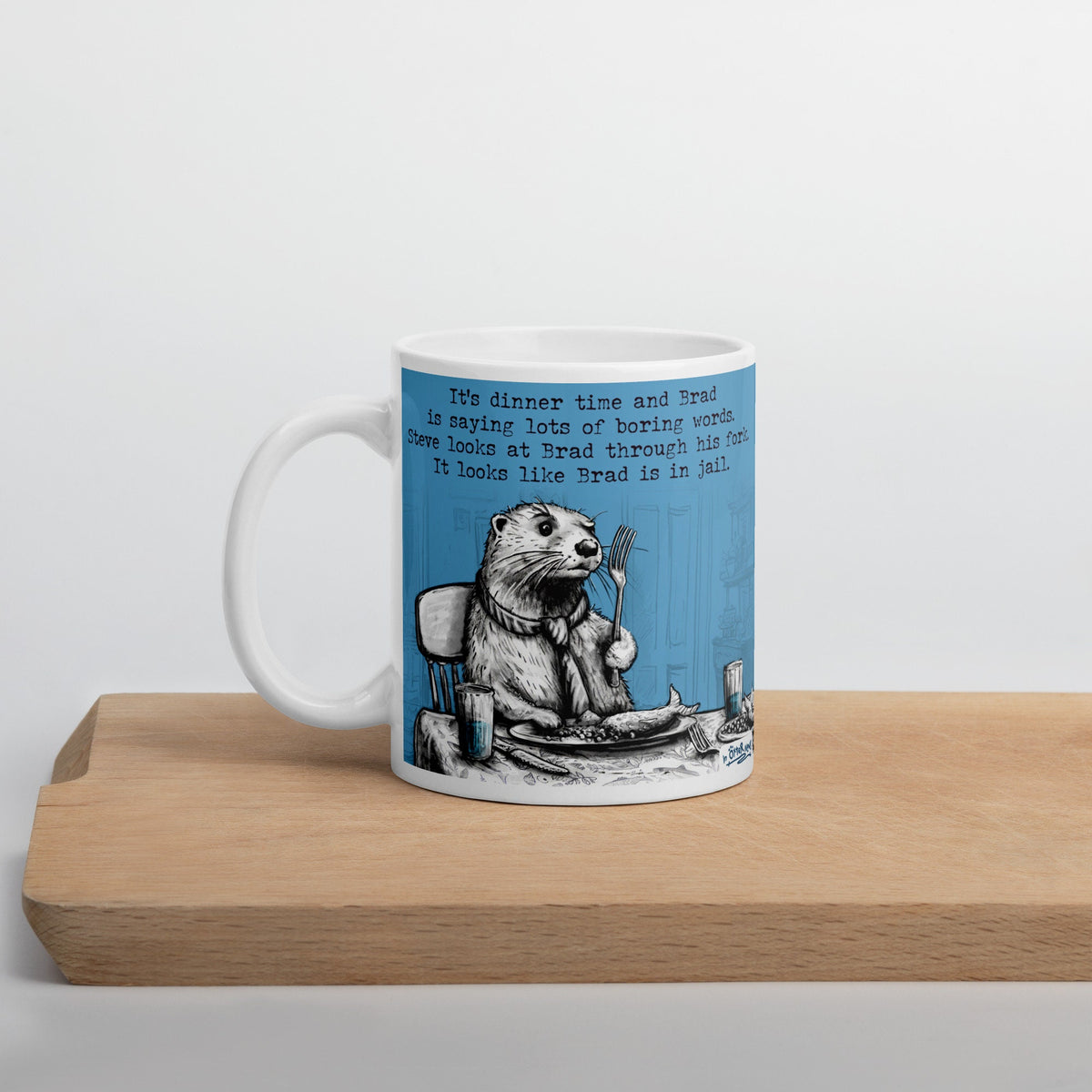 The Fork mug on a wooden board
