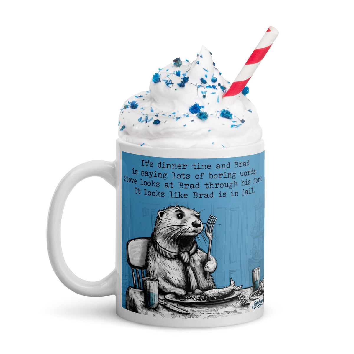 The Fork mug topped with whipped cream and sprinkles