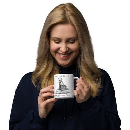 Woman holding the Business Time otter mug