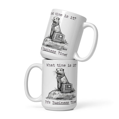 Business Time mug in both sizes, stacked