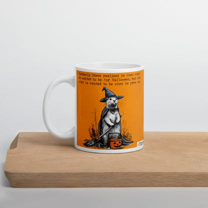 Halloween mug on a wooden board