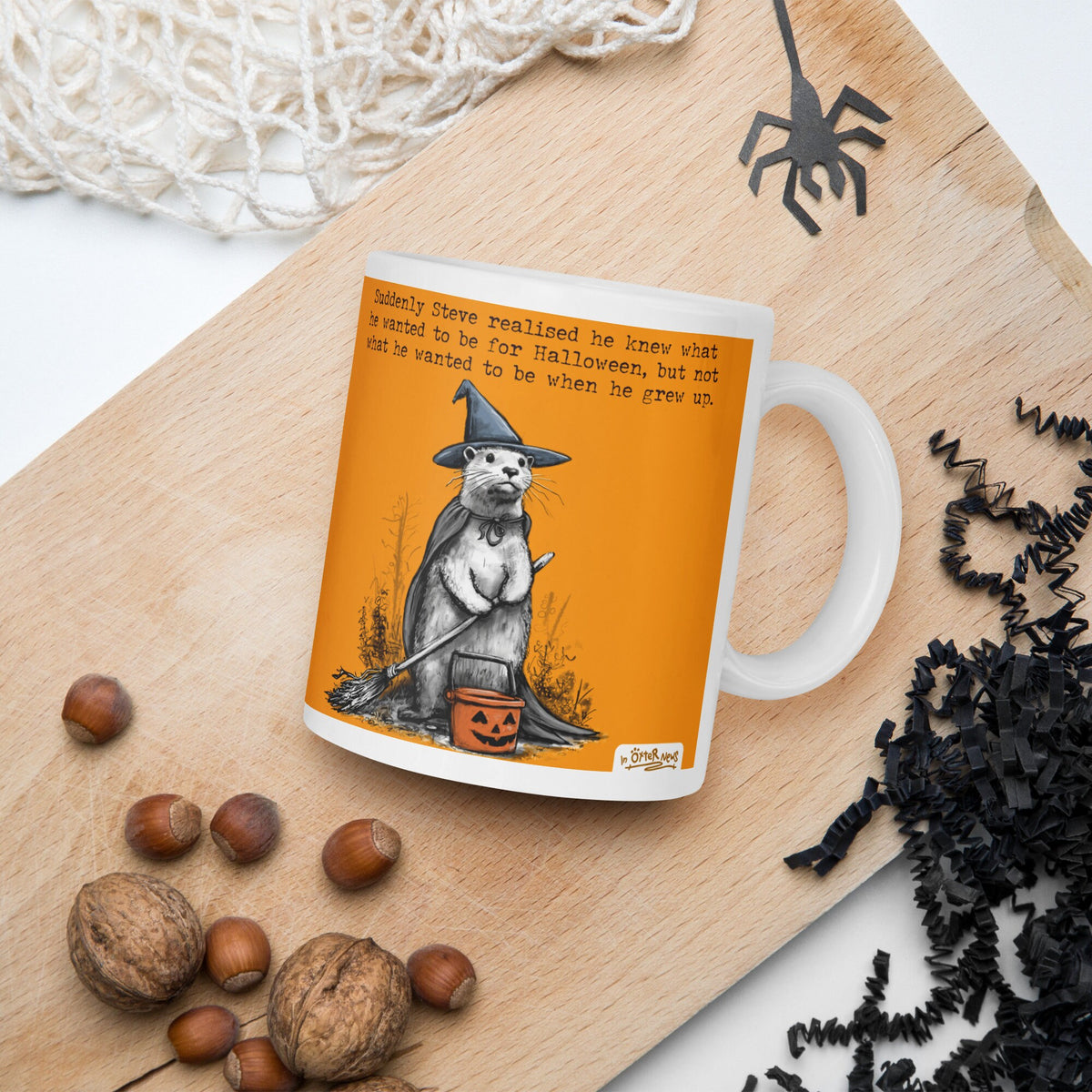 Halloween mug from above with sweets