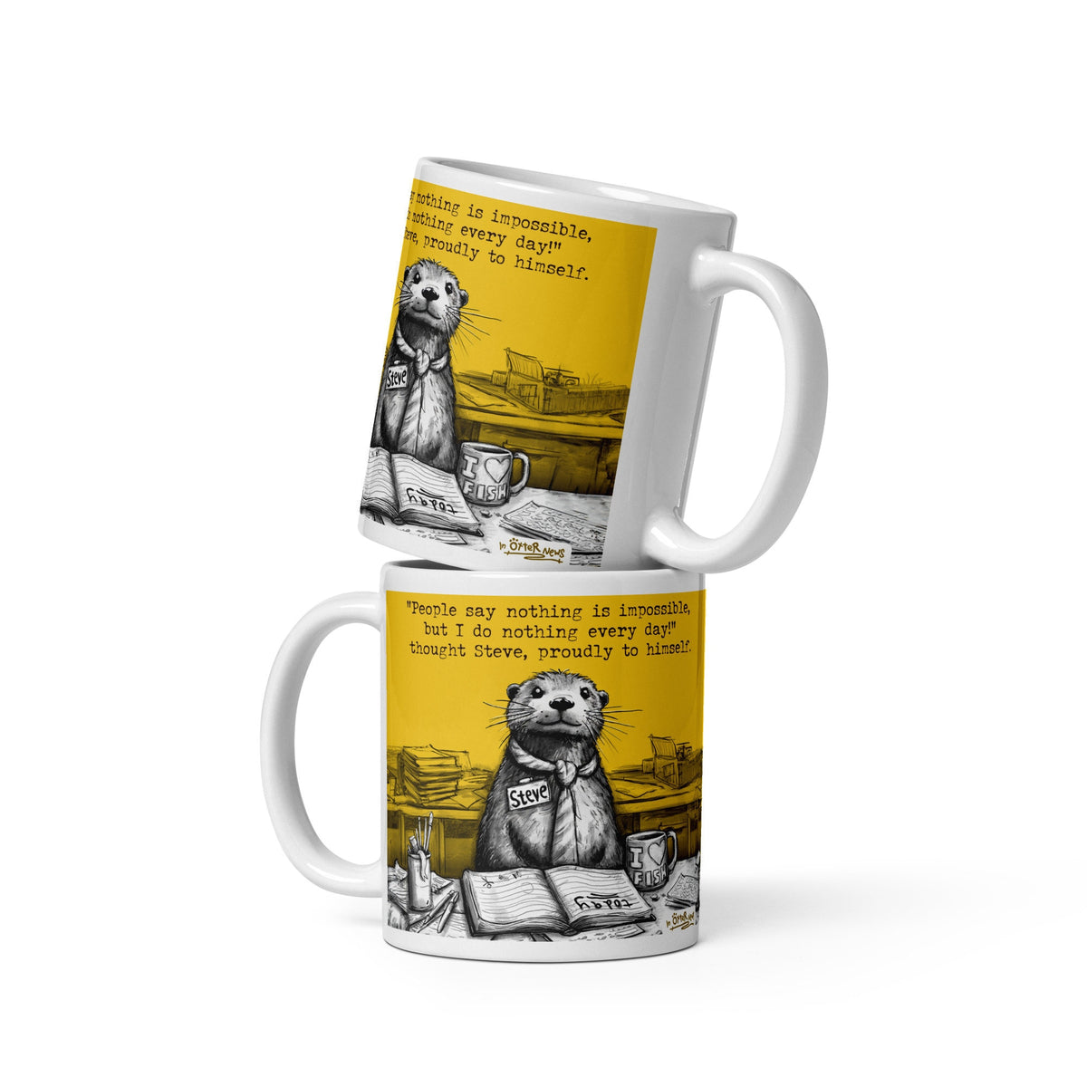 Doing Nothing mug in both sizes, stacked