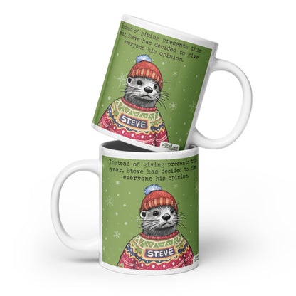 Christmas Opinions mug in both sizes, stacked