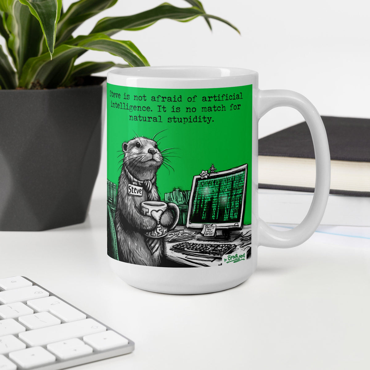 Artificial Intelligence mug on a desk