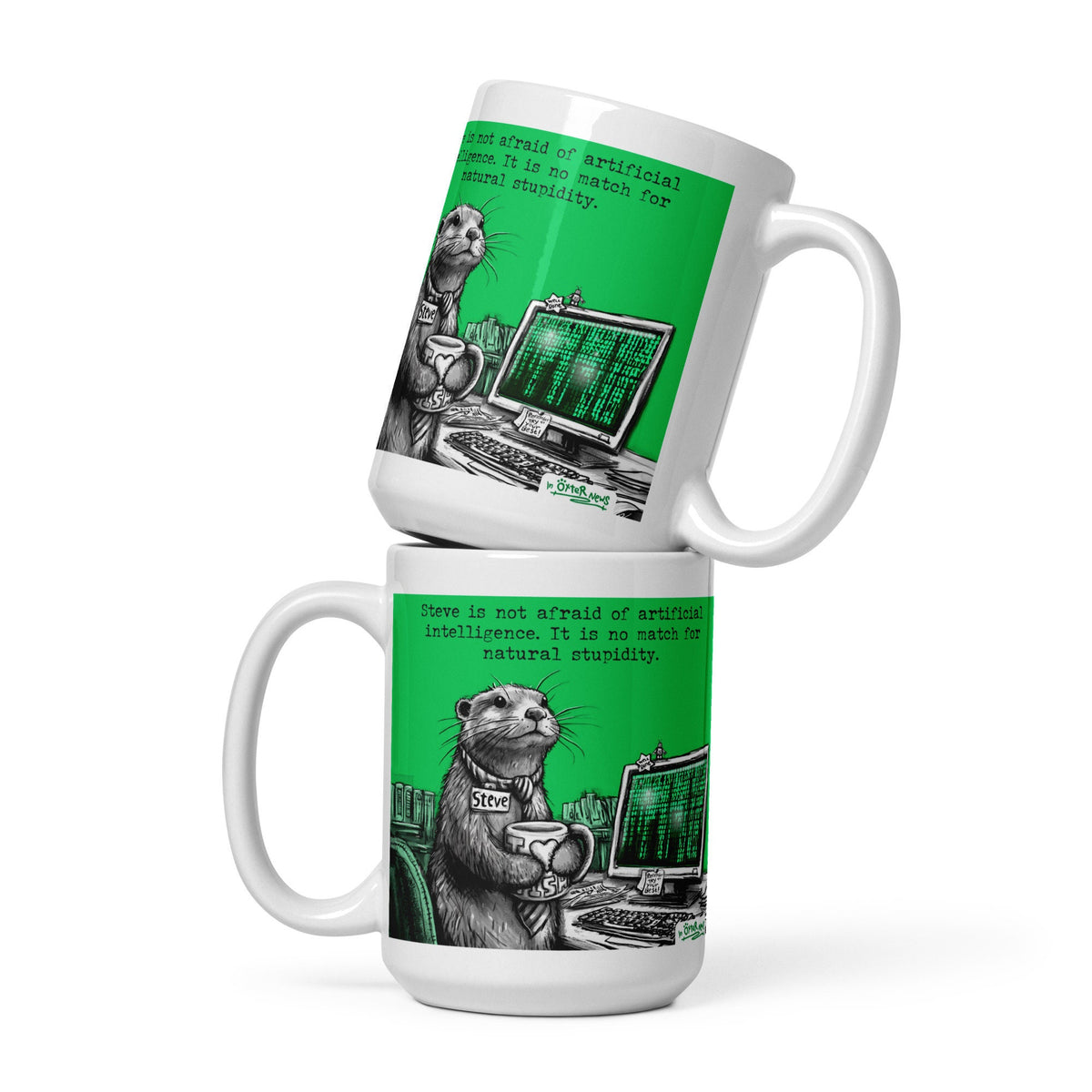 Artificial Intelligence mug in both sizes, stacked