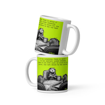 Under Pressure mug in both sizes, stacked