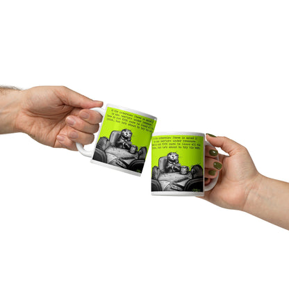 Two people clinking Under Pressure otter mugs