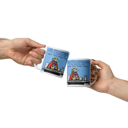 Two Stone Cold Steve Otter mugs being passed between hands