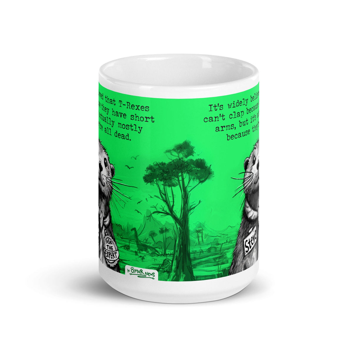 T-Rex mug from the side
