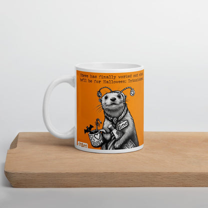 Intoxicated mug on a wooden board