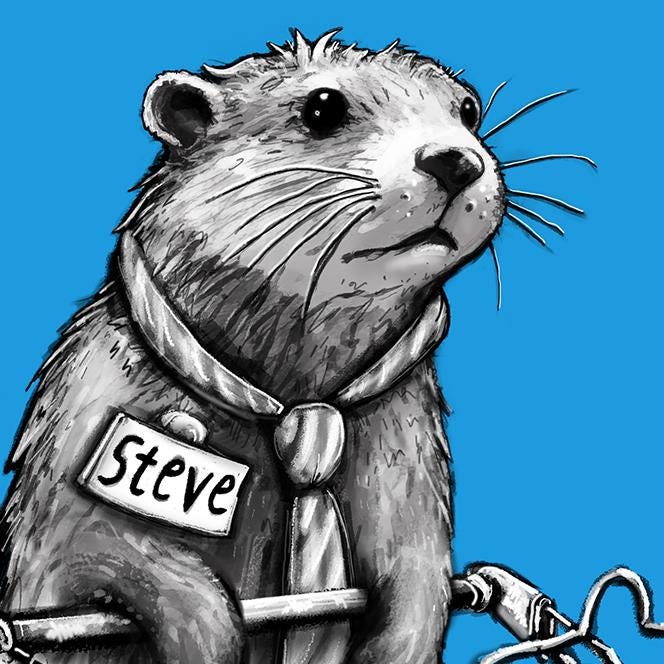 Close up of the Steve artwork on The Supermarket mug