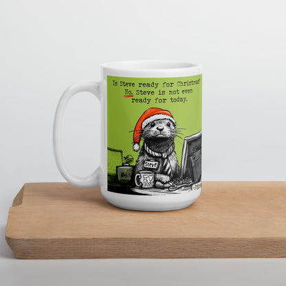 Ready For Christmas mug, 15 oz, on a wooden board