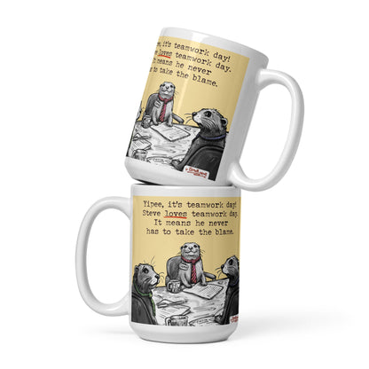 Teamwork mug in both sizes, stacked