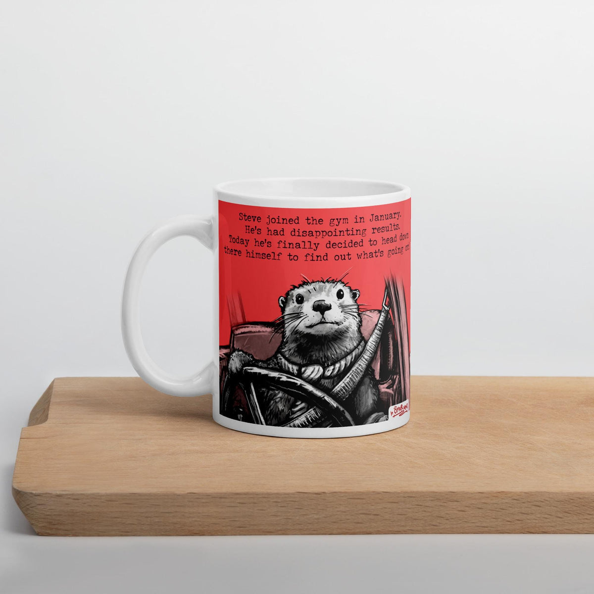 The Gym mug on a wooden board