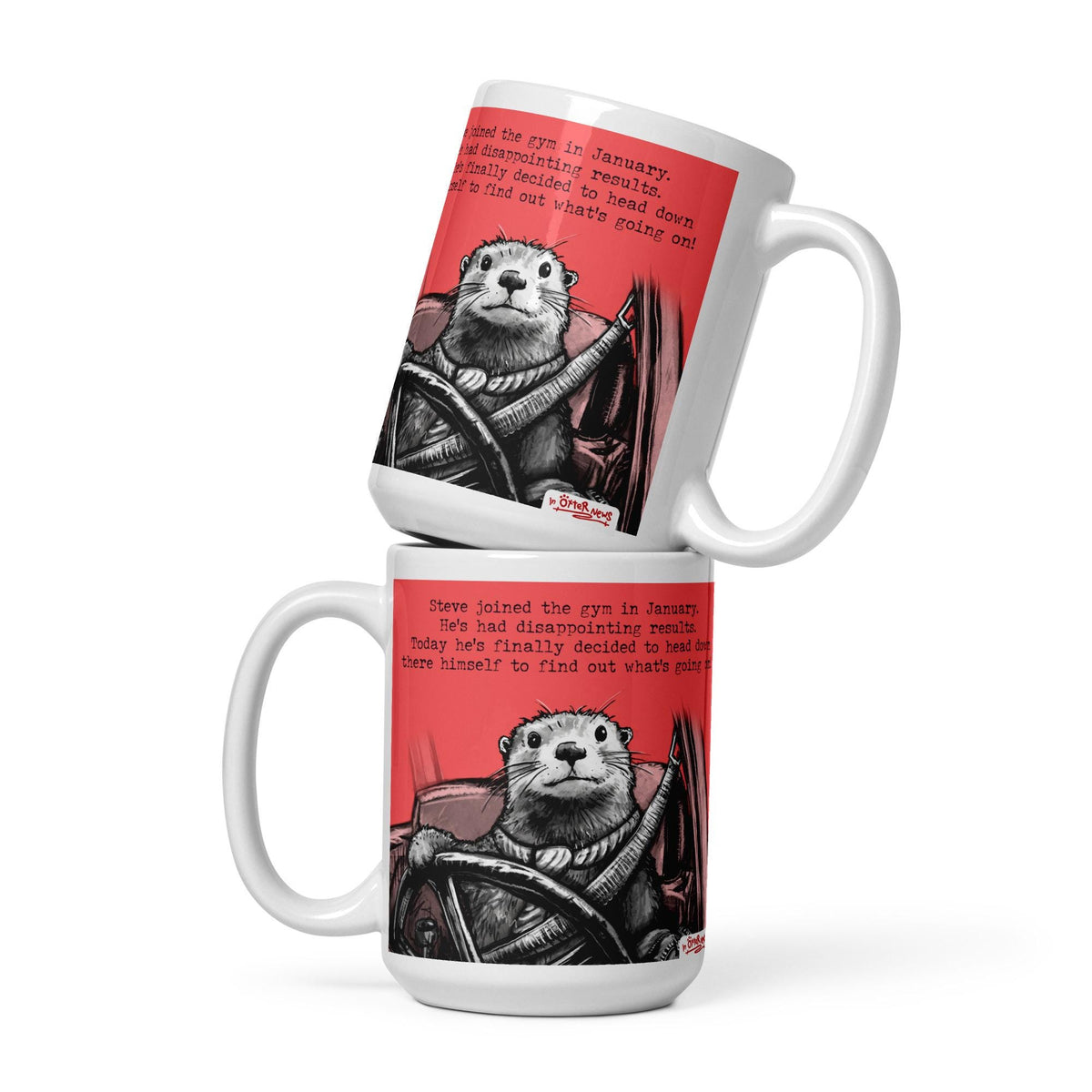 The Gym mug in both sizes, stacked