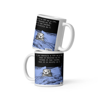 The UFO mugs stacked, from the back