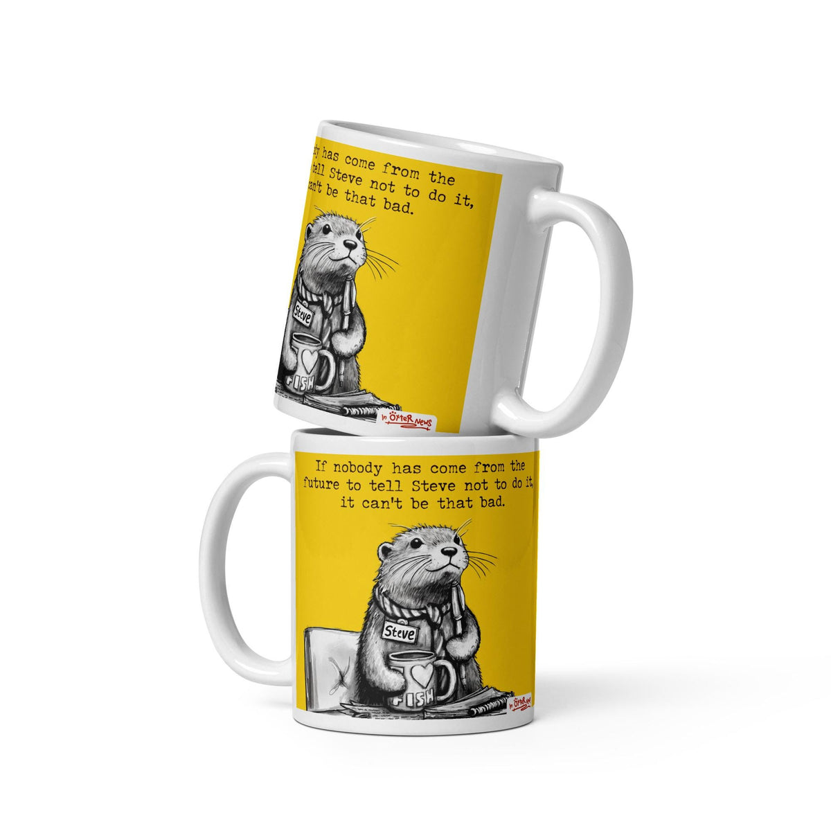The Future mug in both sizes, stacked