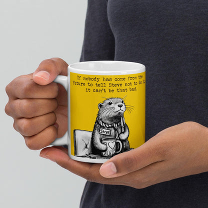 Holding The Future mug by the handle