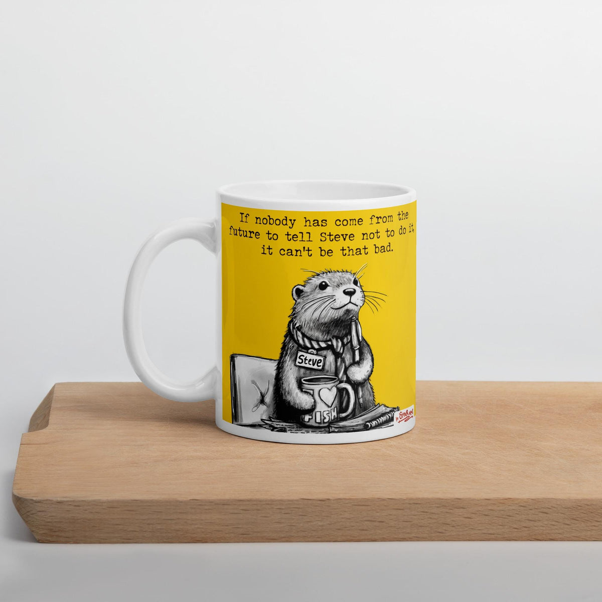 The Future mug on a wooden board