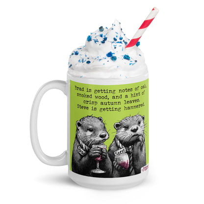 Hammered otter mug filled with hot chocolate and cream