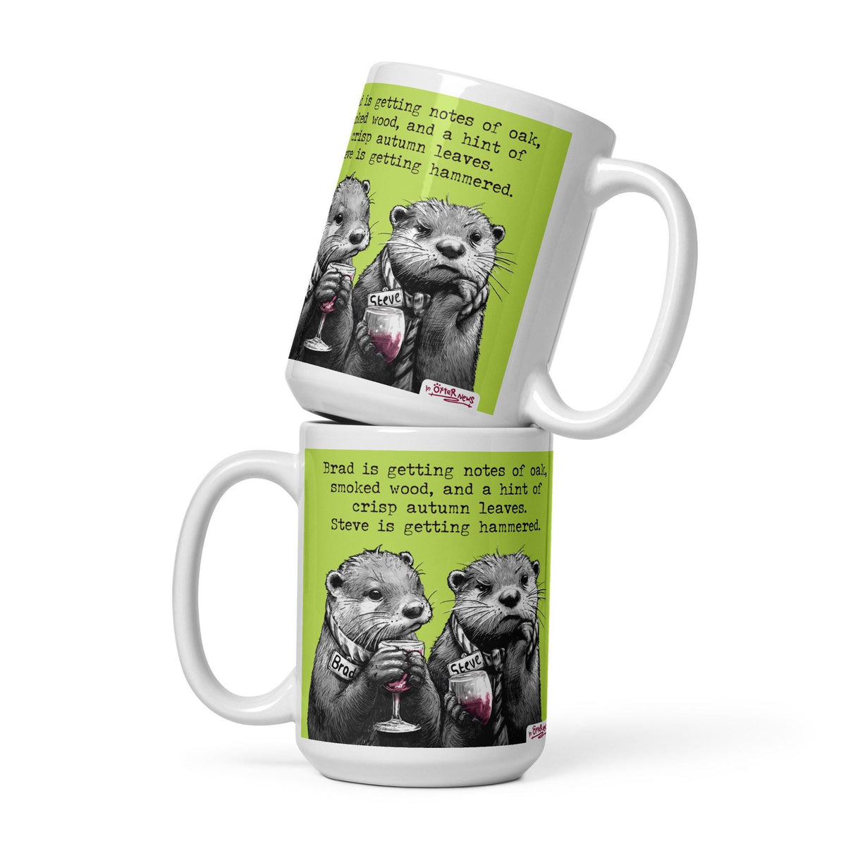 Both sizes of the Hammered otter mug, stacked
