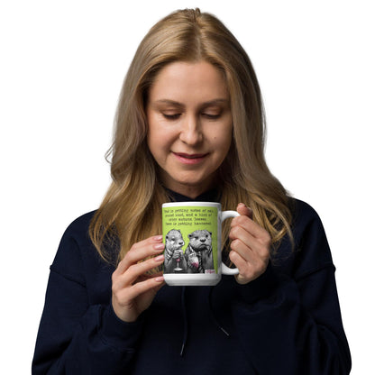 Woman holding the Hammered otter mug