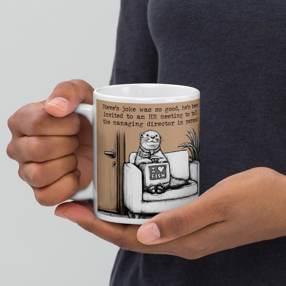 Holding The Joke otter mug