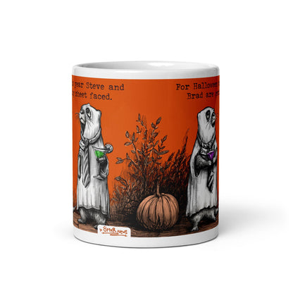 Sheet Faced mug with Halloween decorations