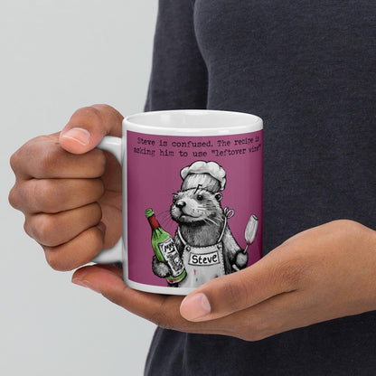 Holding the Leftover Wine otter mug