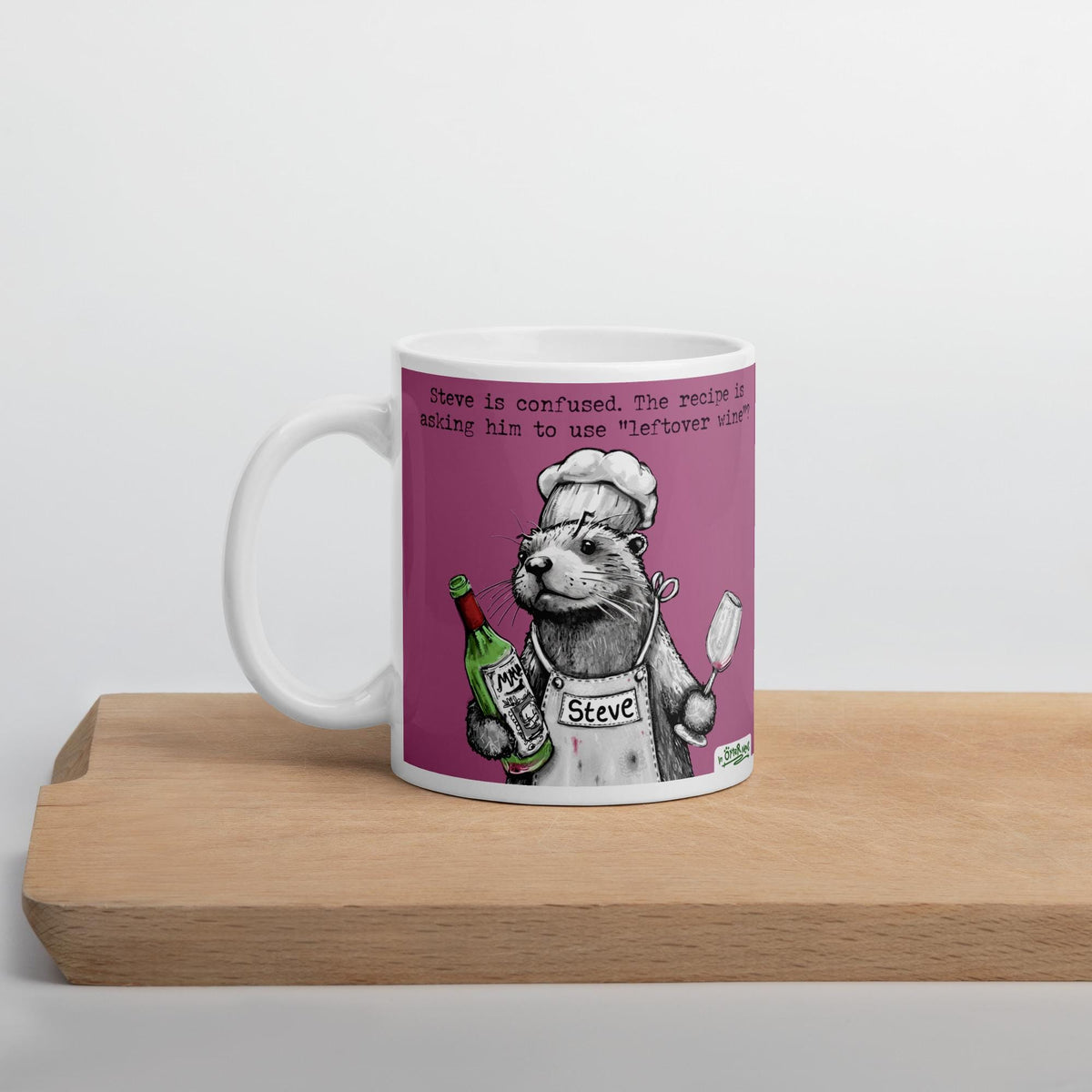 Leftover Wine mug on a wooden board