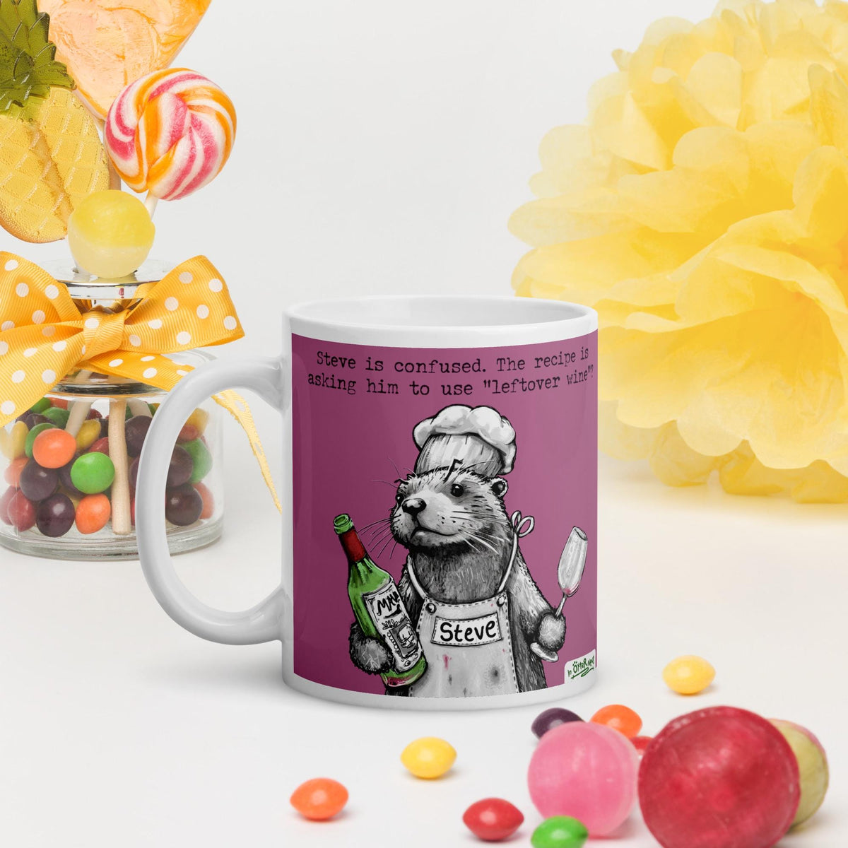 Leftover Wine mug with sweets and flowers