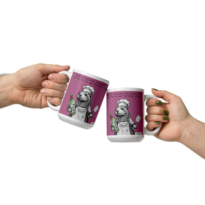 Two Leftover Wine mugs clinking together