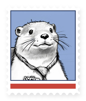 Steve the otter on a postage stamp