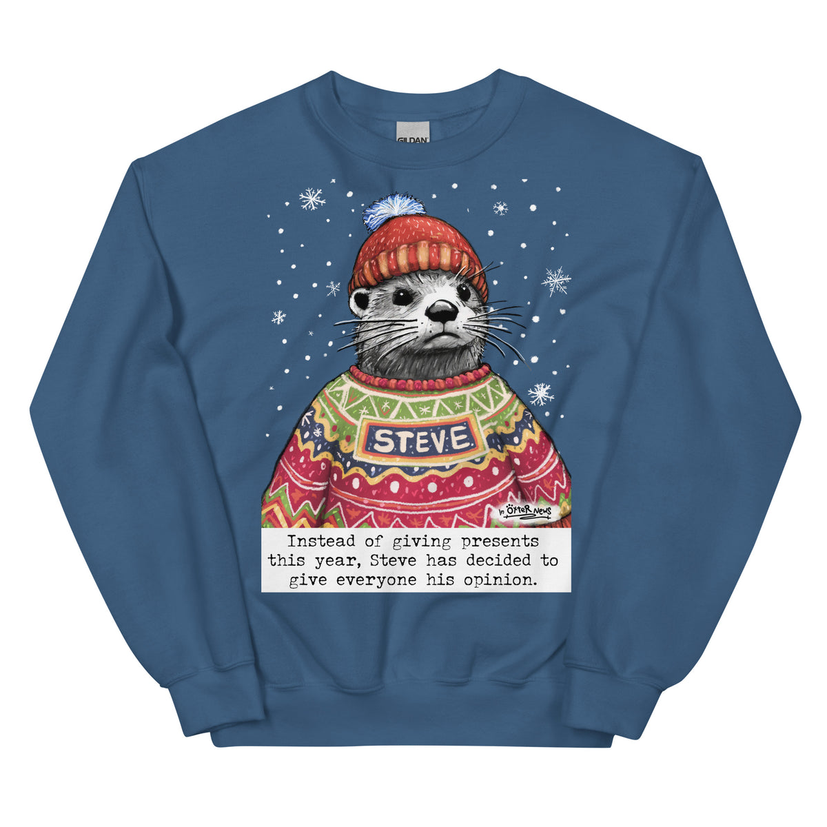 Christmas Opinions jumper in Indigo Blue