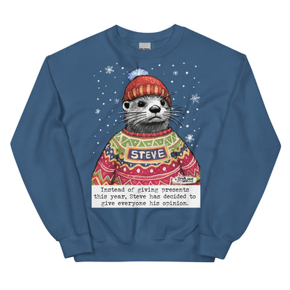 Christmas Opinions jumper in Indigo Blue