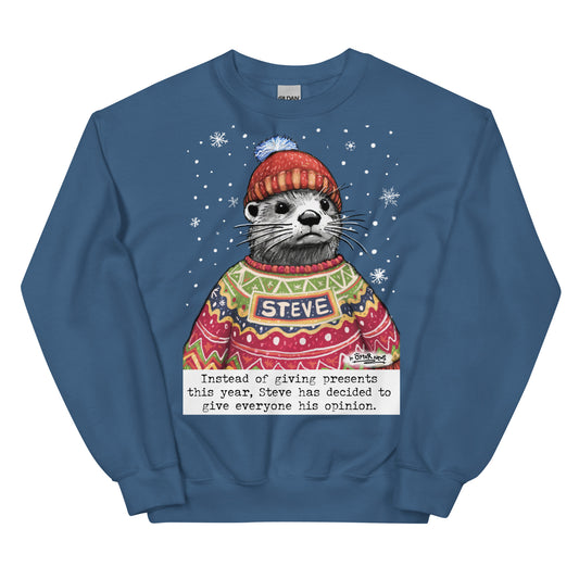 Christmas Opinions jumper in Indigo Blue