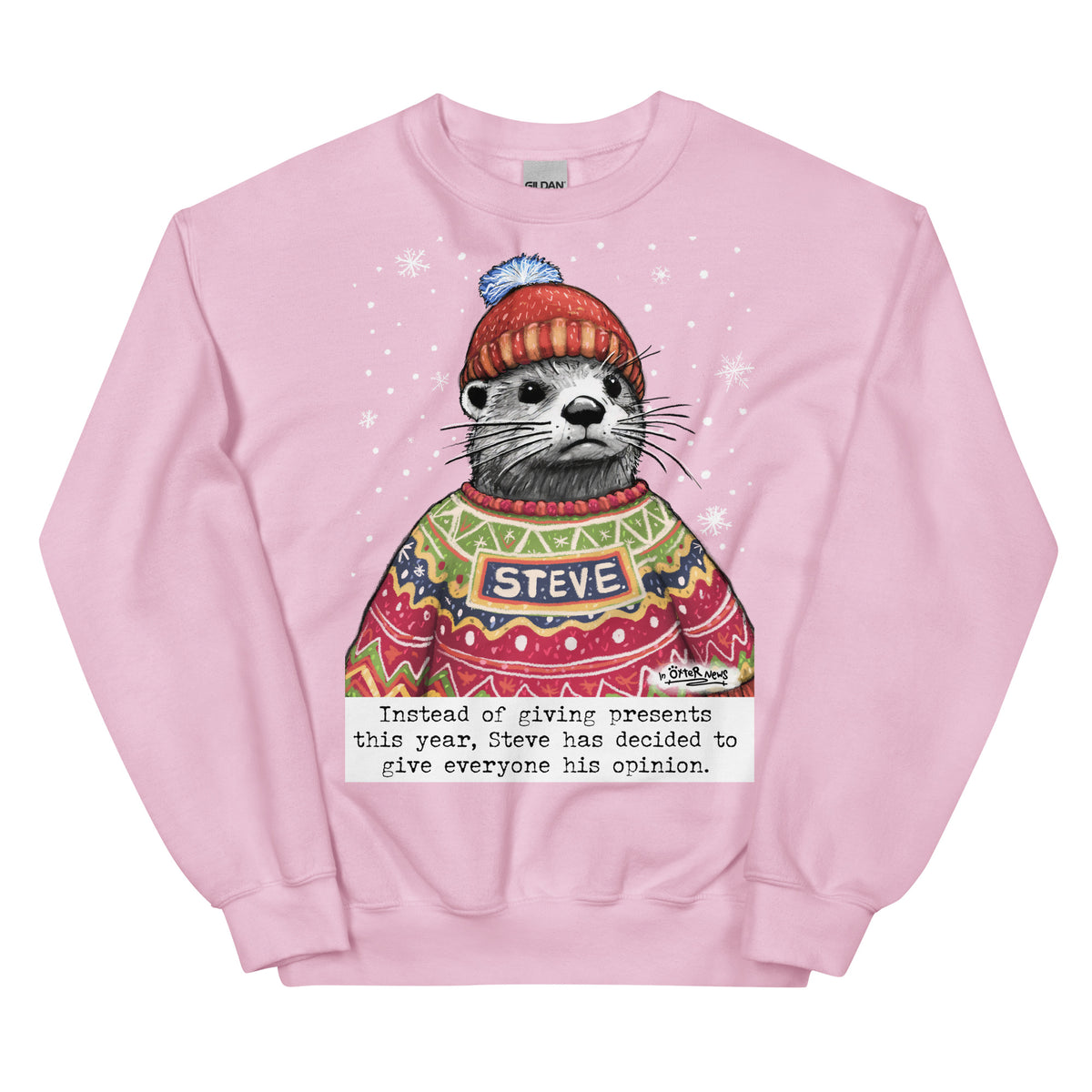 Christmas Opinions jumper in Light Pink
