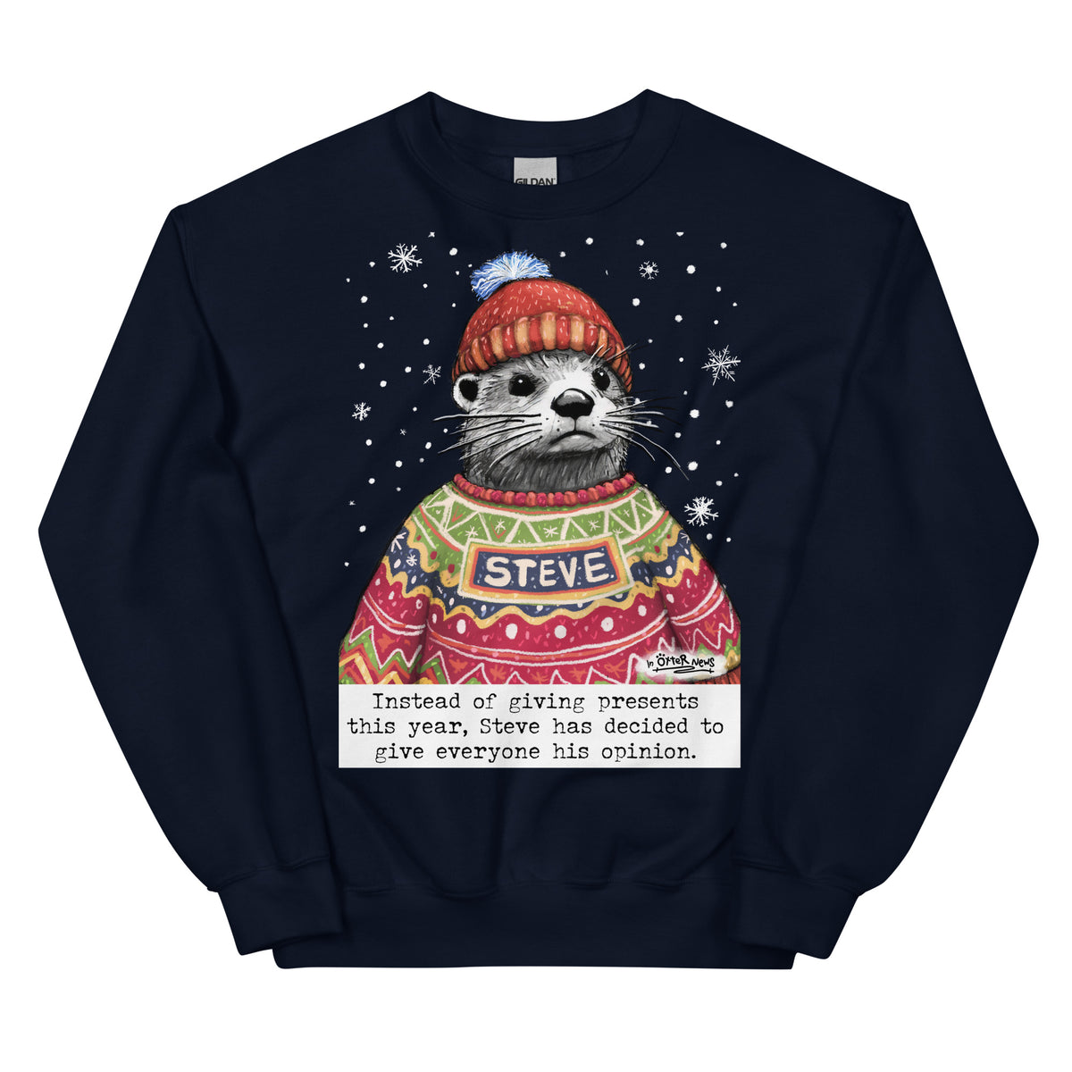 Christmas Opinions jumper in Navy