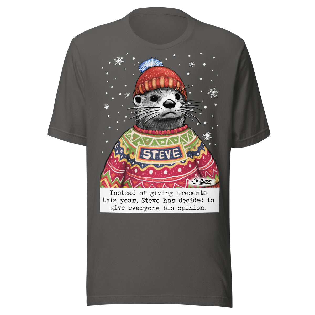 Christmas Opinions Steve otter t-shirt in Asphalt