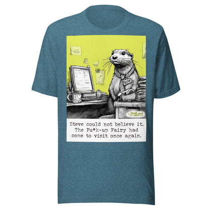 The Fu*k-Up Fairy Steve otter t-shirt in Heather Deep Teal