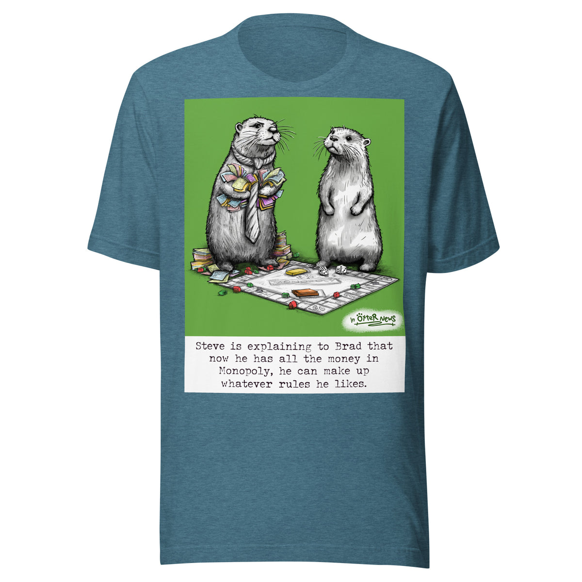 Monopoly Steve otter t-shirt in Heather Deep Teal