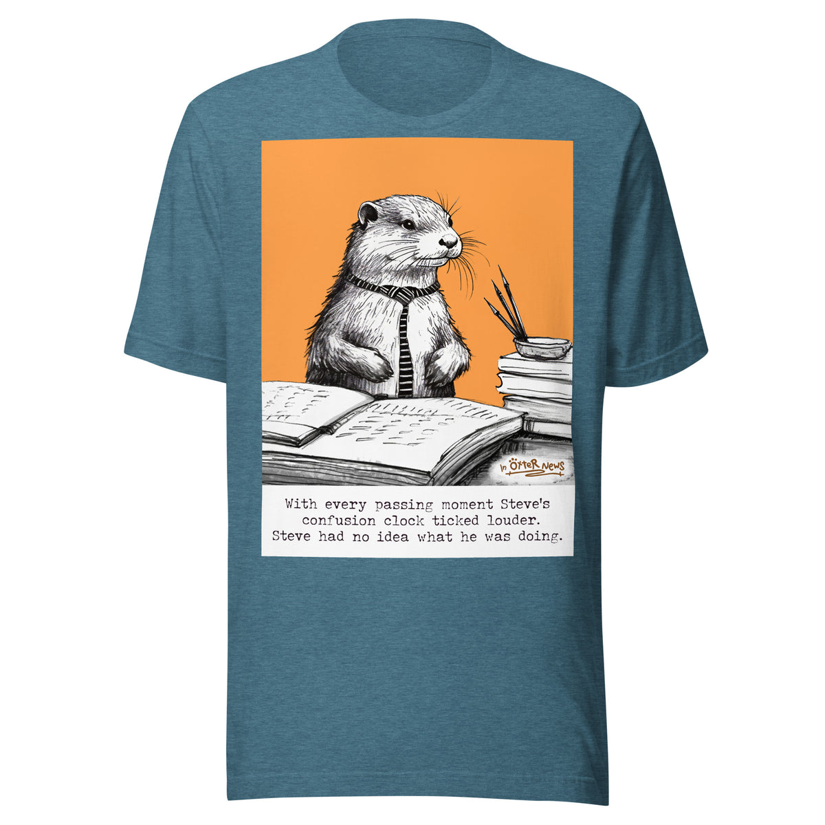Confusion Clock Steve otter t-shirt in Heather Deep Teal