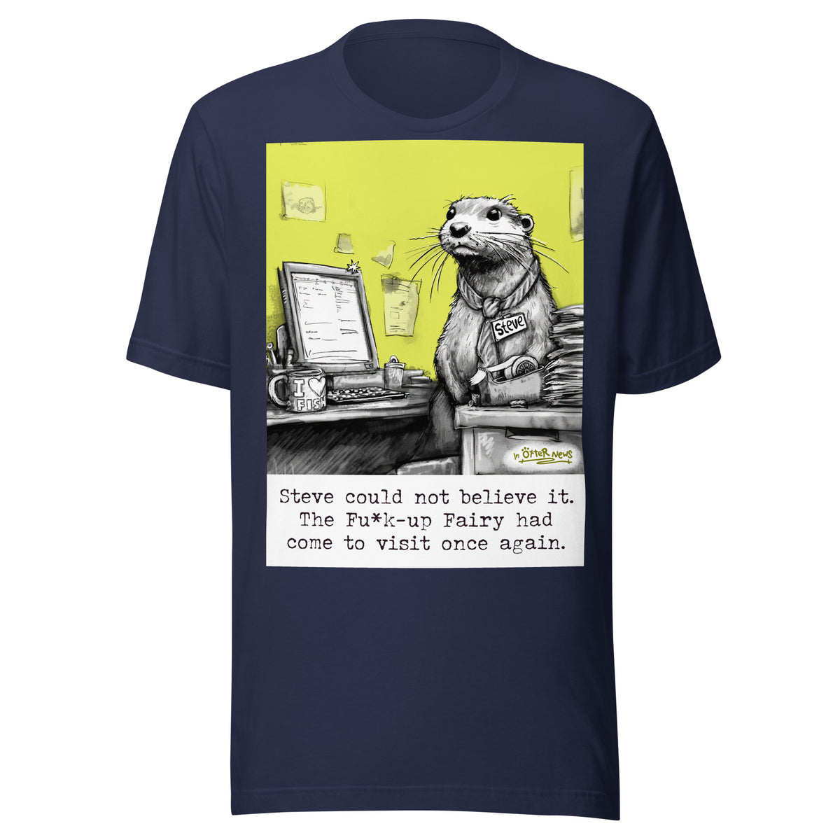 The Fu*k-Up Fairy Steve otter t-shirt in Navy