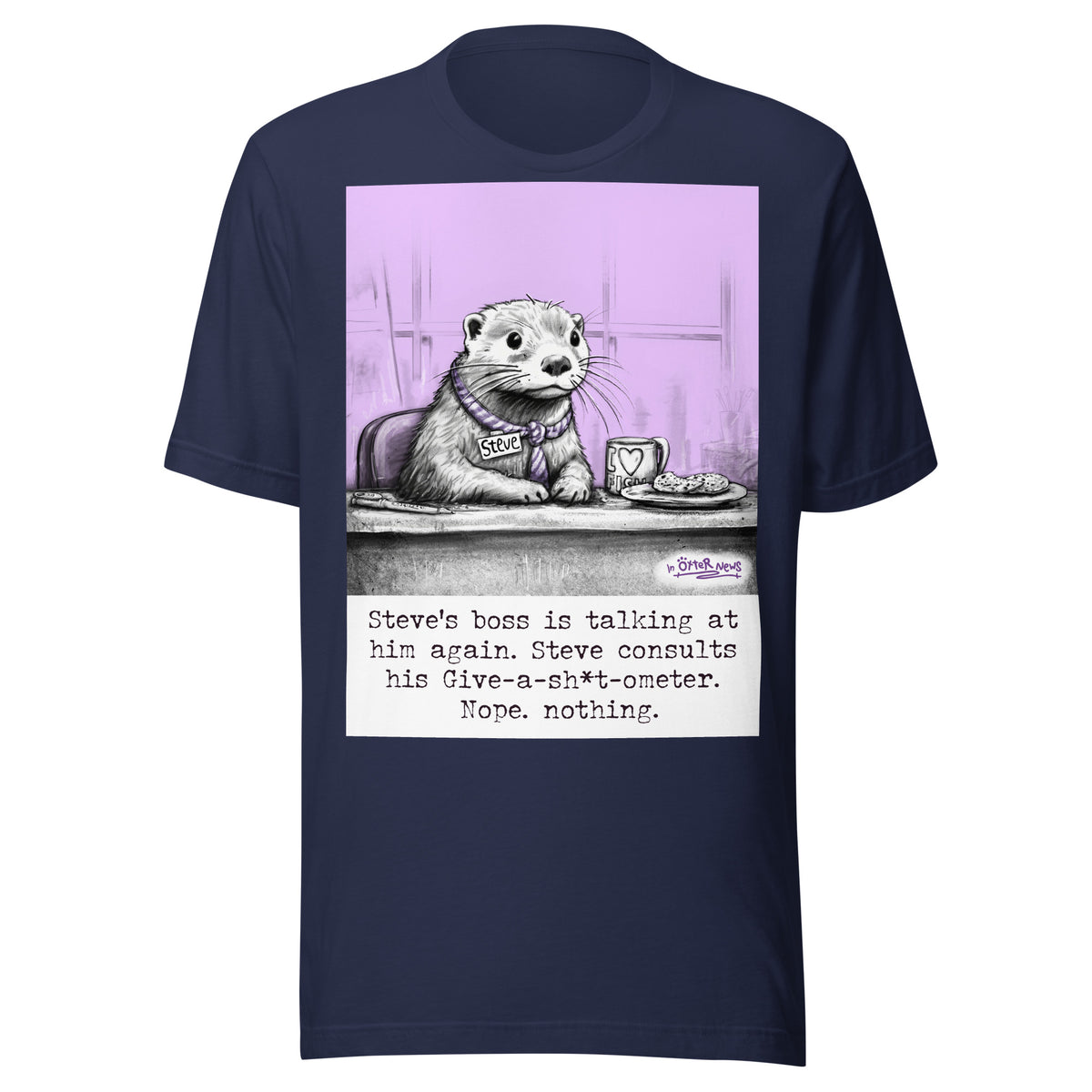 Give-a-sh*t-ometer Steve otter t-shirt in Navy