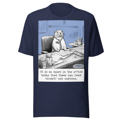 Quiet, Steve Is Working otter t-shirt in Navy